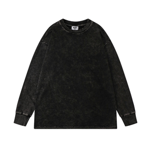 Sudaderas de lavado ácido de alta calidad para hombres, ropa de calle pesada con hombros caídos, mezcla de algodón básico personalizado para invierno - Product Image 1