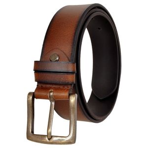 Cinturón de cuero de piel de grano superior informal para hombre sólido - Product Image 1