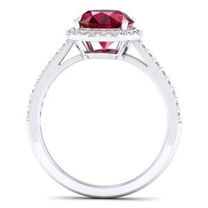 Anneaux de fiançailles halo en argent sterling 925 avec moissanite, prix de gros REYES, nouveau design, coupe ronde, pierre précieuse rubis 2 carats, pour femmes - Product Image 4