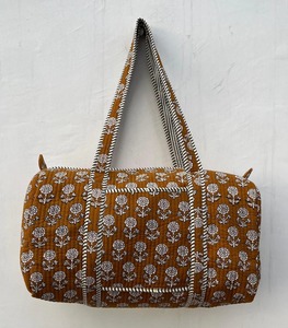 Sac de voyage week-end décontracté de luxe matelassé fait main, grande capacité, durable, imprimé floral en blocs, coton, fermeture éclair - Product Image 1