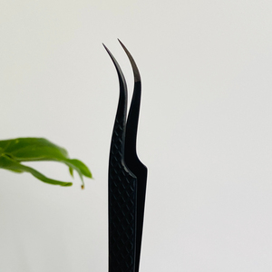 Pinzas de extensión de pestañas de punta de fibra de 65 grados con logotipo personalizado Easy Fans Suministros de pestañas con pinzas de pestañas de Punta regular - Product Image 2