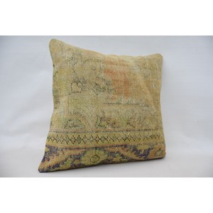 28x28 pouces Artistique Vintage Motif Laine Kantha Patchwork Oreiller Beige Tissé Techniques - Product Image 2