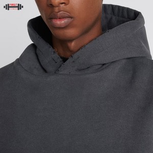 Sweat à capuche vierge coupe régulière sans ficelle Streetwear French Terry Fleece 100% Cotton Vintage Heavyweight Winter - Product Image 2