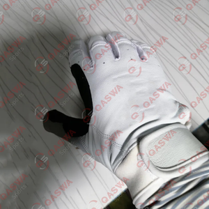 Guantes de bateo de cuero genuino de puño corto para adultos jóvenes Precio al por mayor Guantes de bateo de béisbol duraderos ajustables - Product Image 3