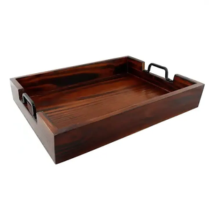 Plateau de service carré en bois élégant, dernier design pour la décoration de la maison et des hôtels, sans poignées - Product Image 1