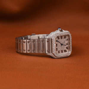 Montre de luxe unisexe Hip Hop en moissanite et diamants complets avec bracelet en cuir, résistante à l'eau, cadran analogique, cristal de verre - Product Image 3