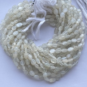 6mm 8mm 10mm pierre de lune blanche naturelle lisse ovale perles de pierres précieuses brins bricolage pour la fabrication de bijoux collier Bracelet Alibaba 2025 - Product Image 1