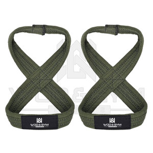 Fitness Gym Training Logotipo personalizado Entrenamiento Levantamiento de pesas Muñequeras Bandas de soporte Figura 8 Correas de levantamiento de muñeca acolchadas de alta resistencia - Product Image 1