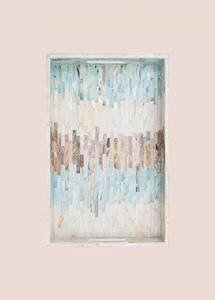 ถาดมุกสีน้ำเงินน้ำตาลผสมลายโมเสคทรงสี่เหลี่ยมผืนผ้า ทำด้วยมือ สำหรับเสิร์ฟและตกแต่งบ้าน ของขวัญสุดเก๋ - Product Image 4