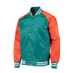 New Best Quality High Street Fashion Bulk Custom Worsted Fabric Stand Collar Baseball Satin <b>Jacket</b> for Unisex OEM Service - Product Image 2
