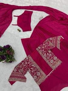 Último diseñador Banarasi seda suave Saree blusa cosida pieza aspecto rico indio pakistaní mujeres fiesta desgaste precio al por mayor - Product Image 2