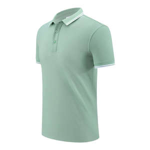 เสื้อโปโลผู้ชายผ้าคอตตอนสีเขียวถั่วกระดุมระบายอากาศได้หลากสีหลายแบบถักแขนสั้นคอ100% - Product Image 2