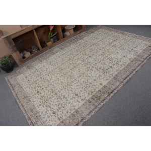 Alfombra turca vintage de 5,4x8,5 pies, beige, marrón, área grande, respaldo de látex de lana, retales Tabriz para adolescentes, pasillo rectangular de 5x8 - Product Image 5