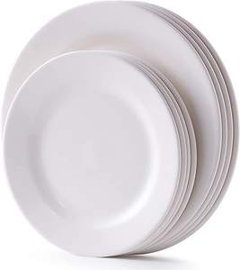 Platos <span class=keywords><strong>de</strong></span> Cena Blancos Baratos para Restaurante, Platos Redondos para Postre, Plato Principal, Ensalada, Resistentes a Roturas, Libres <span class=keywords><strong>de</strong></span> BPA - Product Image 1