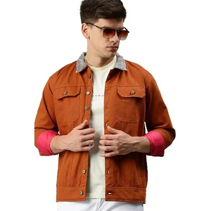 Vestes en jean en toile sur mesure de qualité supérieure avec col montant pour hommes, services OEM à prix raisonnable, dernier style - Product Image 2