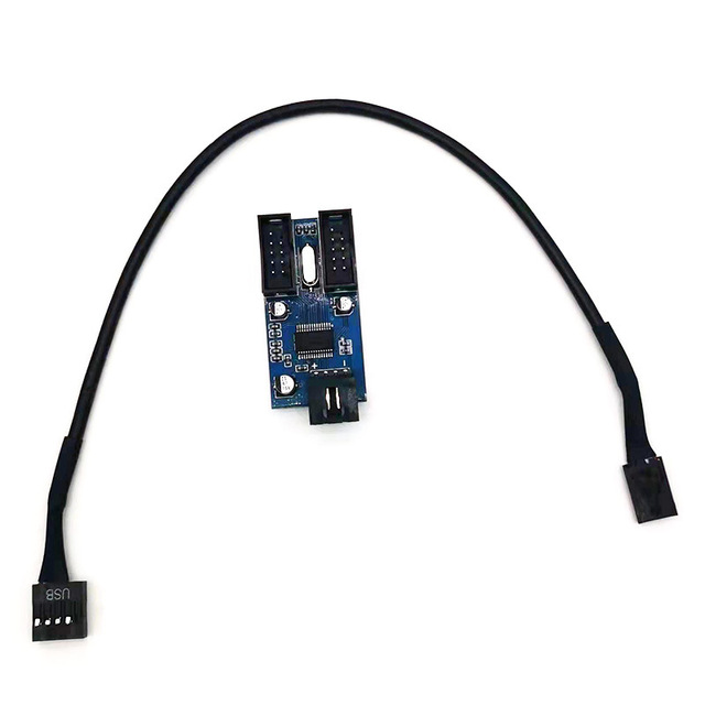 9pin USB Header Male 1 to 2 Female Extension Splitter Cable Connector Adapter (Male 1 to 2 Female)