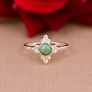 Sterling Silver Kingman <b>Turquoise</b> <b>Ring</b> Artisan Boho Floral Statement Jewelry Handmade <b>Turquoise</b> Gemstone <b>Ring</b> Gift for Her - Product Image 4