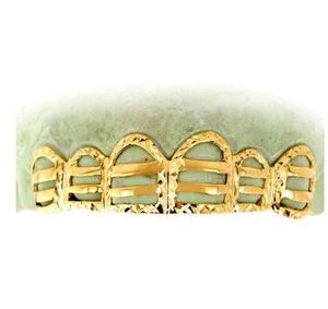 Ganchos personalizables de cara abierta de 6 piezas Grillz Moissanite Tips 10K Plata 14K Oro con impresión incluida - Product Image 1