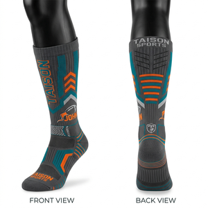 Women Flag Football <b>Socks</b> <b>Men</b> premium cotton blend stretch fabric breathable panel design woven logo cushioning support fit - Product Image 1