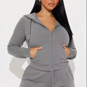 Conjunto Deportivo Casual de Felpa para Mujer, Estilo Invernal, Secado Rápido, Transpirable, Corte Regular - Product Image 1