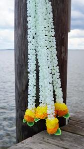 Amarillo Marigold Mogra Garland Pooja telón de fondo colgante boda india función Sangeet Haldi decoración flor Artificial decoración colgante - Product Image 2