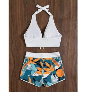 Fitness maillots de bain Bikini 2 pièces ensemble soutien-gorge de sport Boxer Shorts classique imprimé maillots de bain femmes Sexy maillot de bain - Product Image 5