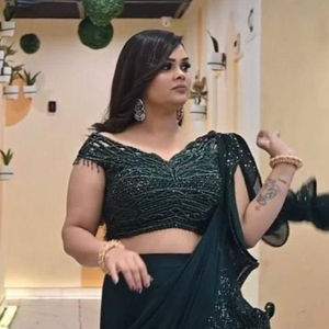 Estilo Boutique Nuevo Fancy Party Wear Faux Georgette Sequence Work y Ruffle Lehenga Saree con blusa a precio mayorista - Product Image 1