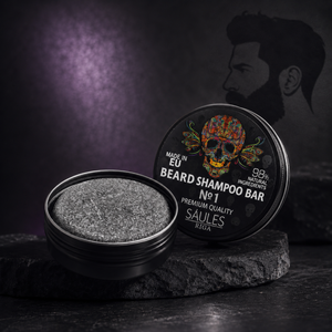Shampoo solide pour barbe naturel avec beurre de karité, amande, huile de macadamia, huile d'olive, extraits botaniques d'aloe vera et vitamine E pour hommes 60g - Product Image 1