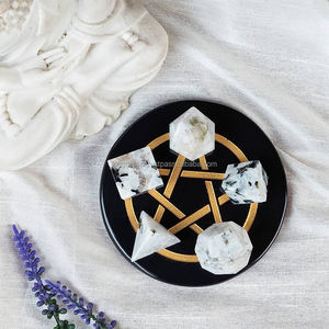 Conjunto de piedra lunar arcoíris de 5 piezas al por mayor Geometría Sagrada sólidos platónicos piedras preciosas meditación Devine energía curativa - Product Image 2