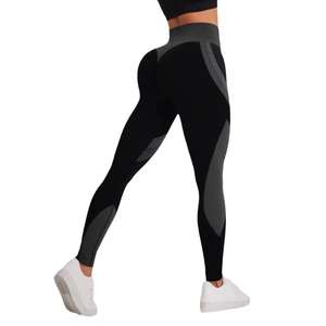 Nuevas mujeres niñas personalizado cintura alta suave comodidad pantalones de Yoga estiramiento sin costuras Scrunch Butt Logo Fitness Leggings - Product Image 2