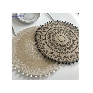 Modern Theme Hot Selling Handmade Cotton Macrame Potholder Fringe Macrame Candle Coaster Woven Placemat for Kitchenware - Product Image 2