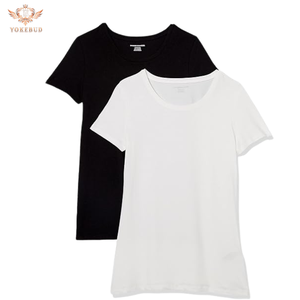Camisetas de algodón 100% de gran tamaño para mujer, diseño personalizado de verano, cuello redondo, manga corta, camisetas informales ajustadas de talla grande, precio barato - Product Image 1