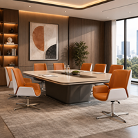 Chaise de bureau exécutive en cuir tanné, pivotante, avec coque latérale blanche, hauteur réglable, base à quatre étoiles