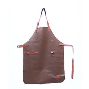 Hot Selling Eco-friendly Full Length Professional Leather Bib Red Sleeveless <b>Apron</b> with Durable Pocket <b>Waterproof</b> Oil Proof - Product Image 1