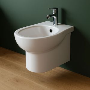 Confezione da 1 di Bidet a parete in ceramica bianca lucida - Product Image 2