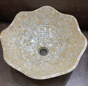 Lavabos de salle de bains de luxe en nacre incrustée de taille personnalisée Lavabos de salle de bains en nacre véritable Lavabos de salle de bains en nacre par FWE - Product Image 5