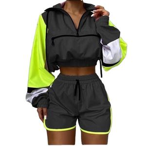 Conjunto Corto de Chaqueta Cortavientos para Mujer con Logotipo Personalizado, Conjunto de Chaqueta Cortavientos y Pantalones Cortos de Nailon para Mujer - Product Image 5