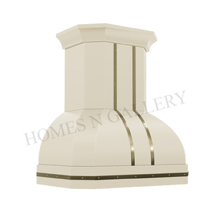 Hotte de cuisine murale en acier inoxydable avec revêtement blanc de style français, personnalisable, pour la décoration et l'extraction des fumées - Product Image 3