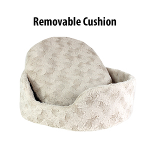 C4P, venta al por mayor, cama ortopédica de lujo para perros <span class=keywords><strong>Furhaven</strong></span>, cama ovalada estilo sofá para mascotas con Material de fibra sólida de terciopelo rosa para mascotas - Product Image 5