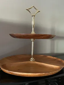 Lujoso soporte para pasteles y servir de acero inoxidable con forma rectangular Diseño personalizado con marco recubierto de polvo negro y tapa de mármol - Product Image 3