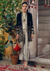CONCEPTION NEW--BEAUTIFUL DE TRAVAIL DE BRODERIE ZARI INDIEN/PAKISTANI SUR VESTE, TOP AVEC ROBE PANTALON pour Fête/Mariage = 2023 - Product Image 3