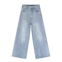 Logo personnalisé blanc pour hommes noir bleu délavé pantalon Streetwear ample jambe large jean coton vintage délavé pour hommes Baggy jean pour hommes
