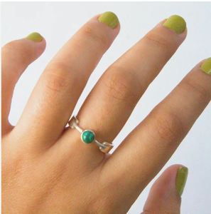 Bague classique en argent sterling 925 pour femmes avec incrustation de quartz d'agate de diamant malachite larimar pour les fêtes de mariage - Product Image 1