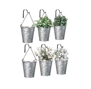 Jardinières galvanisées suspendues décoratives de maison de conception de luxe pour le Pot de plantes de décor de balcon par le monde indien en métal - Product Image 2
