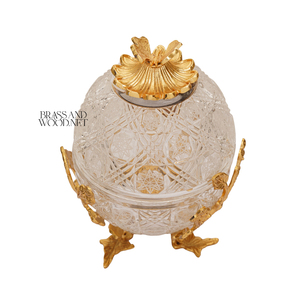 Bonbonnière en cristal de luxe avec support en laiton doré, plat à bonbons décoratif pour la décoration de la maison et les cadeaux - Product Image 2