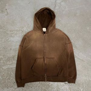 Recién llegado invierno 100% algodón lavado ácido impreso Flare Set para adultos cremallera chándales secado rápido transpirable ecológico - Product Image 1