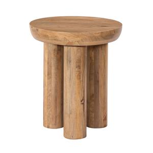 Table basse ronde moderne en bois de manguier Mobilier de maison à hauteur portable et réglable avec rangement en bois Caractéristique décorative - Product Image 1