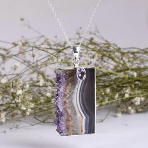 Natural Gemstone <b>Amethyst</b> Stone <b>Pendant</b> Yellow Gold 925 Sterling Silver <b>Pendant</b> Handmade Jewelry Gift For Her Wholesale Jewelry - Product Image 2