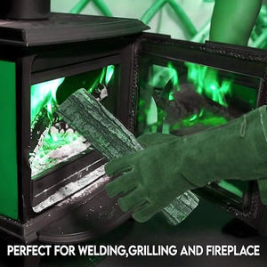 ถุงมือทำงานสำหรับช่างเชื่อมถุงมือทำงานเชื่อมหนังวัวเสริมกันความร้อนวัสดุหนัง - Product Image 6