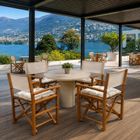 Chaise de salle à manger d'extérieur en teck massif pour hôtel, restaurant, café, fauteuil d'extérieur personnalisé OEM en tissu imperméable